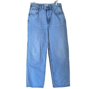 Loose Fit Jeans Women 30 Blue Light Wash Distressed High Rise Baggy Grunge